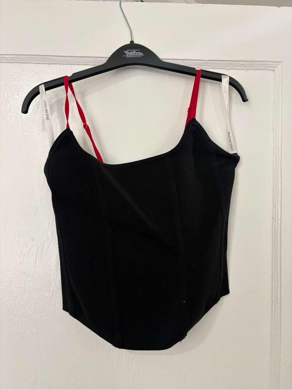 Find Me Now Black Bustier Cami with Red Straps